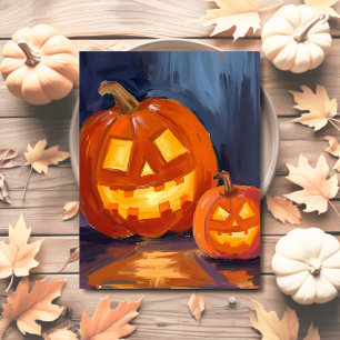 Jack-O-Lantern Pumpkins Halloween Holiday Postcard