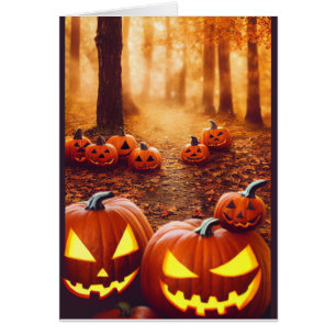 Jack O Lantern Pumpkins Spooky Halloween Card
