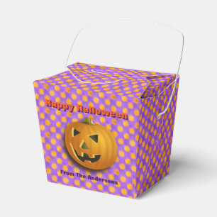 Jack-O-Lantern, Purple & Orange Polka Dots Favor Box