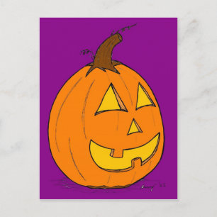 Jack o' Lantern Purple Postcard
