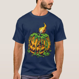 Jack O Lantern Scary Carved Pumpkin candle Hallowe T-Shirt