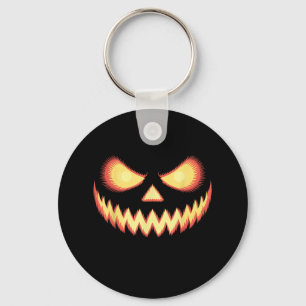 Jack O Lantern Scary Carved Pumpkin Face Halloween Keychain