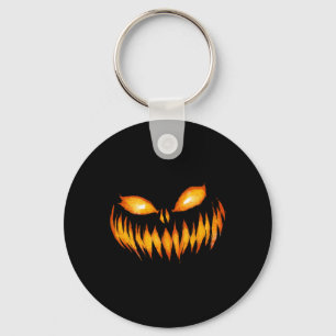 Jack O Lantern Scary Carved Pumpkin Face Halloween Keychain