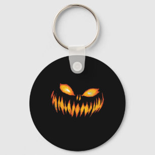Jack O Lantern Scary Carved Pumpkin Face Halloween Keychain