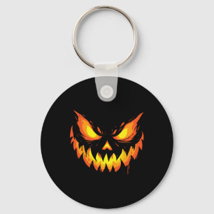 Jack O Lantern Scary Carved Pumpkin Face Halloween Keychain