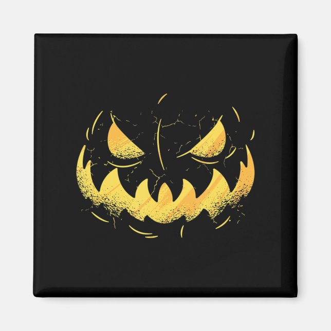 Jack O Lantern Scary Carved Pumpkin Face Halloween Magnet (Front)