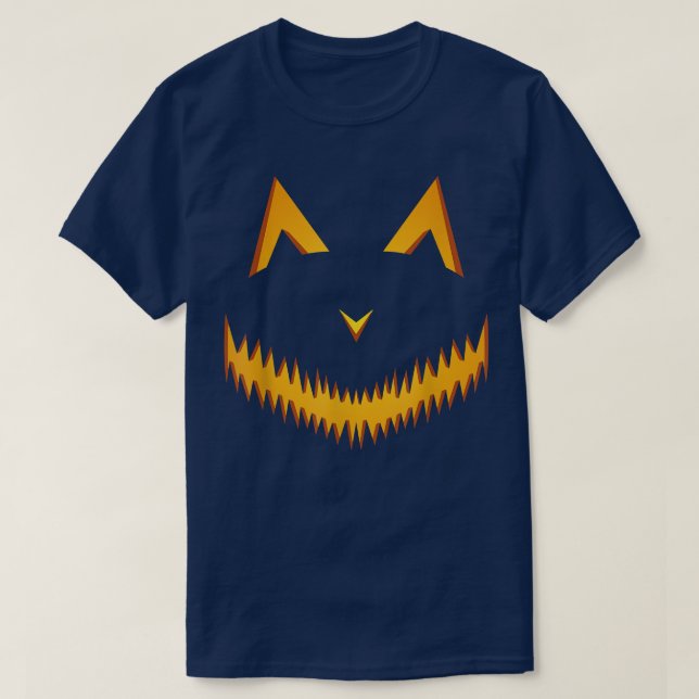 Jack O Lantern Scary Carved Pumpkin Face Halloween T-Shirt (Design Front)