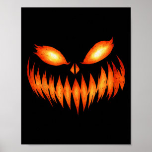 Jack O Lantern Scary Pumpkin Face Halloween Costum Poster