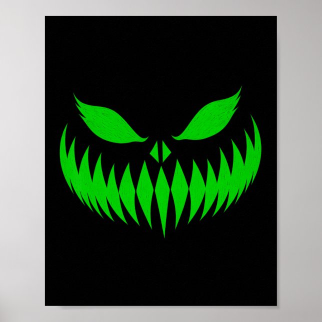 Jack O Lantern Scary Pumpkin Face Halloween Costum Poster (Front)
