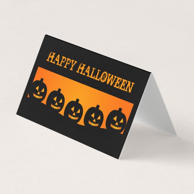 Jack o Lantern Silhouettes Classroom Exchange Card (Front)