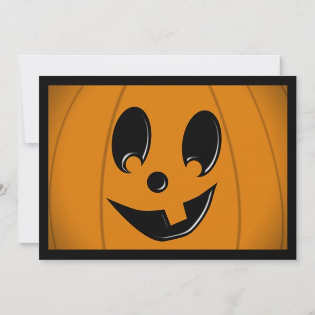 Jack-O-Lantern Silly Face with One Tooth Invitation (Front)