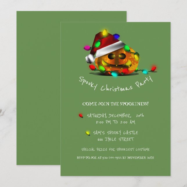 JACK O LANTERN SPOOKY CHRISTMAS PARTY INVITATION (Front/Back)