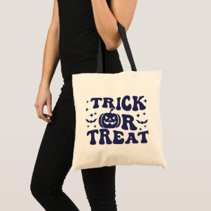 Jack-O' Lantern Stars Bats Blue Trick or Treat Tote Bag