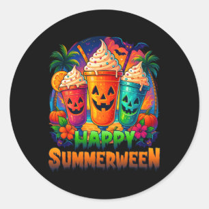 Jack-o-lantern Summerween Vibes Skeleton Summer Wa Classic Round Sticker