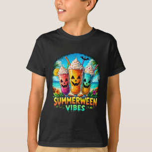 Jack-o-lantern Summerween Vibes Skeleton Summer Wa T-Shirt