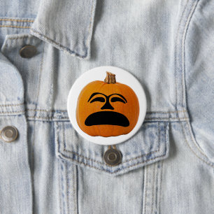 Jack o' Lantern Unhappy Face, Halloween Pumpkin 3 Inch Round Button