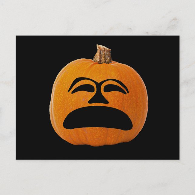 Jack o' Lantern Unhappy Face, Halloween Pumpkin Postcard (Front)