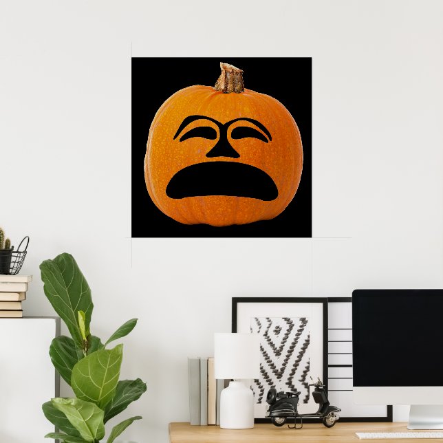 Jack o' Lantern Unhappy Face, Halloween Pumpkin Poster (Home Office)