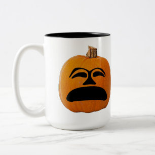 Jack o' Lantern Unhappy Face, Halloween Pumpkin Two-Tone Coffee Mug