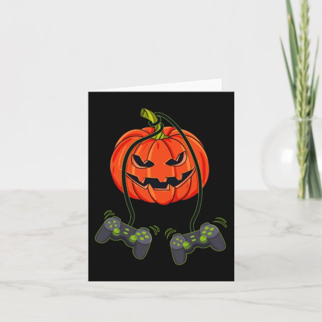 Jack O Lantern Video Gamer Controllers Halloween B Card (Front)