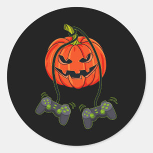 Jack O Lantern Video Gamer Controllers Halloween B Classic Round Sticker