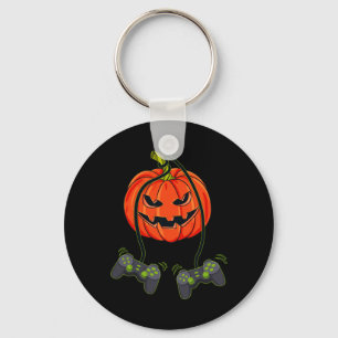 Jack O Lantern Video Gamer Controllers Halloween B Keychain