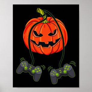 Jack O Lantern Video Gamer Controllers Halloween B Poster