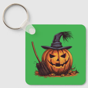 Jack O’ Lantern Witch – Classic Pumpkin Halloween Keychain