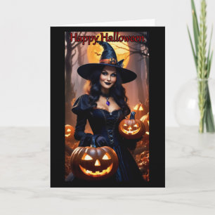 Jack-O-Lantern Witch Halloween Card