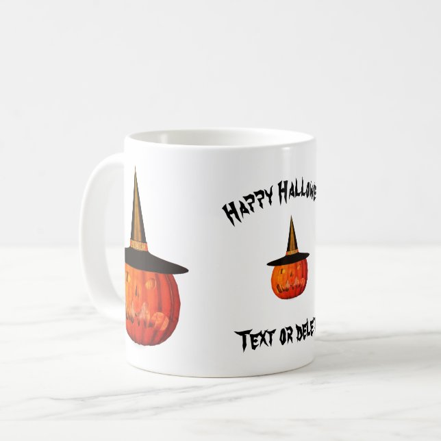 Jack O Lantern Witch Hat Halloween Personalized Coffee Mug (Front Left)