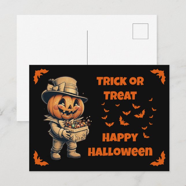 Jack o lantern with Candy Postcard (Front/Back)