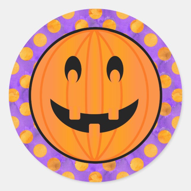 Jack o Lantern with Halloween Polka-dots Stickers (Front)