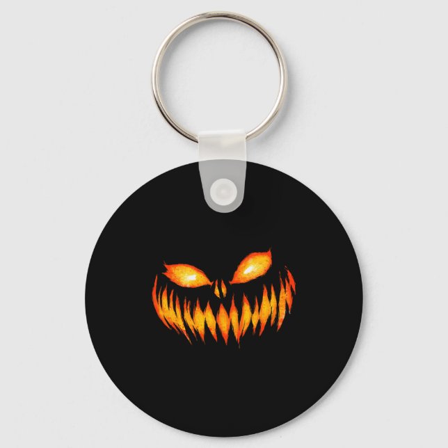Jack O Lantern Y Carved Pumpkin Face Halloween Cos Keychain (Front)