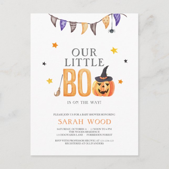 Jack-o-lanterne, Petite Invitation Baby shower Boo (Devant)