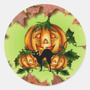 JACK-O-LANTERNS by SHARON SHARPE Classic Round Sticker