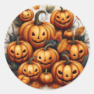 Jack O Lanterns Classic Round Sticker