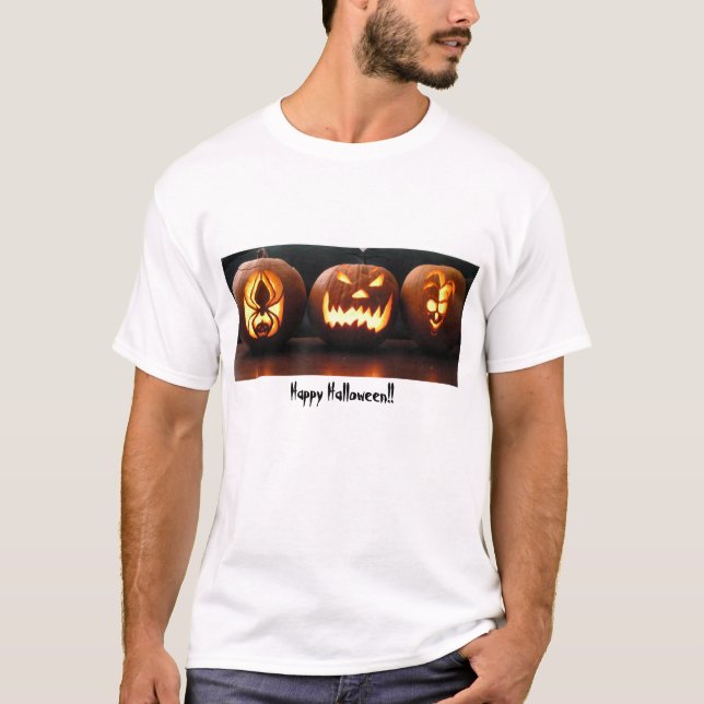 Jack-o-lanterns, Happy Halloween!! T-Shirt (Front)