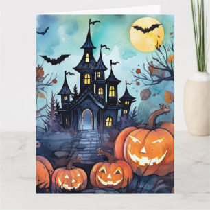 Jack O’Lanterns Haunted Mansion Ghost Halloween Card