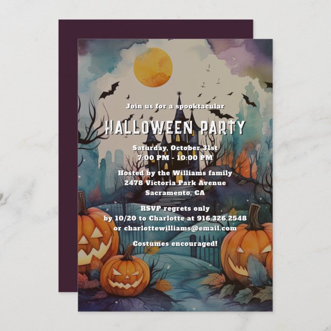 Jack O’Lanterns Haunted Mansion Halloween Party Invitation (Front/Back)