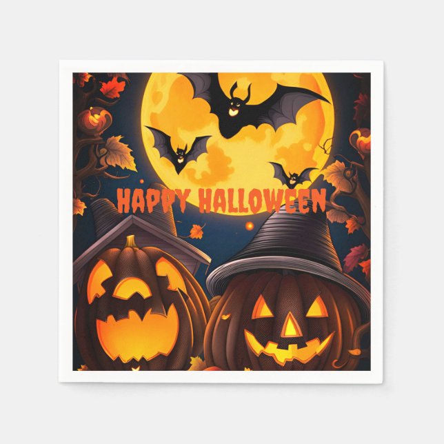 Jack-O-Lanterns Moon Napkin (Front)