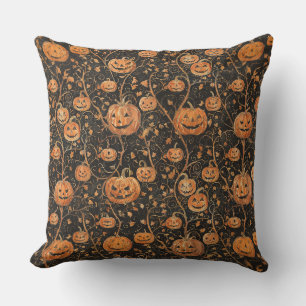 Jack-o-Lanterns on the Vine Throw Pillow