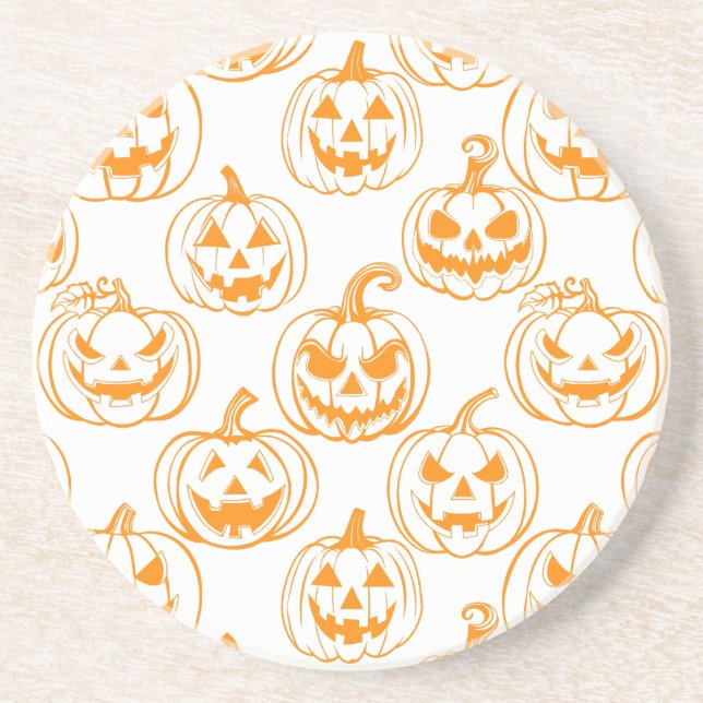 Jack-o-lanterns Pattern.Orange Coaster (Front)