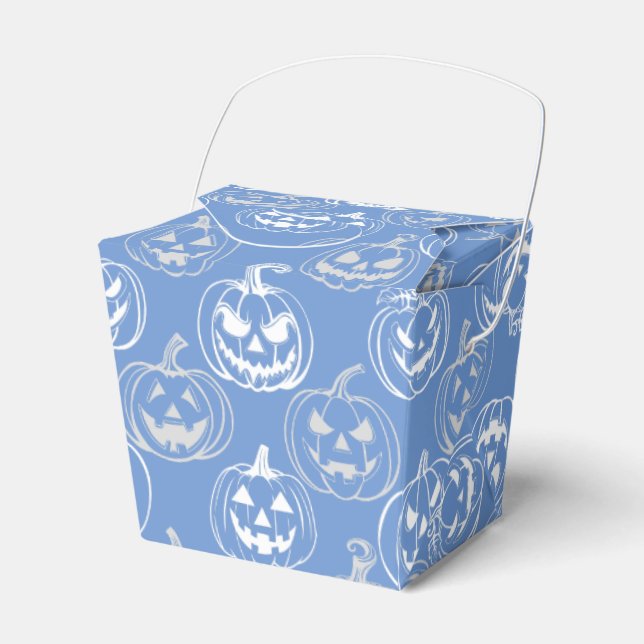 Jack-o-lanterns Pattern.White L blue BG Favor Box (Front Side)