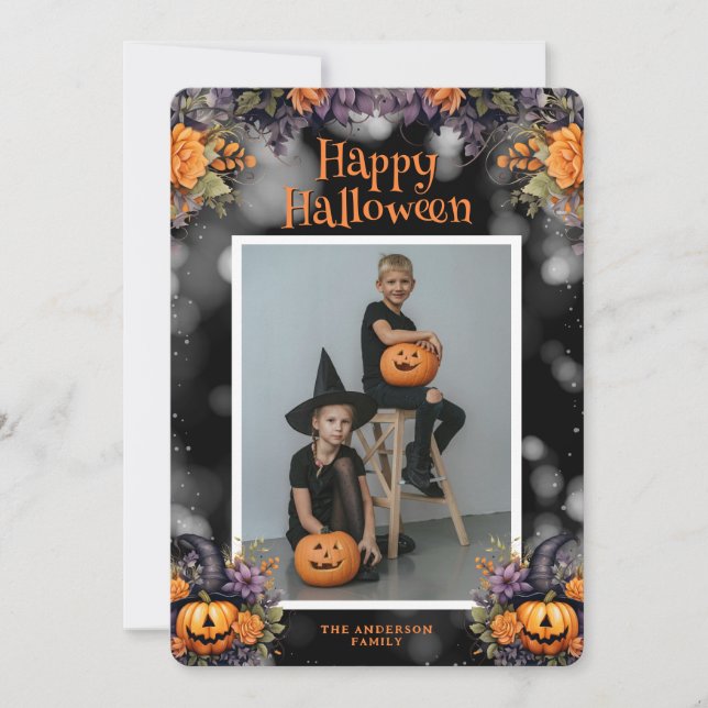 Jack O’Lanterns Photo Halloween Card (Front)