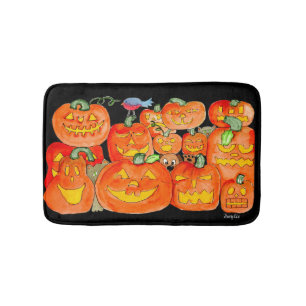 Jack-O-Lanterns with Animals Bath Mat