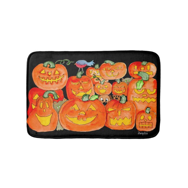 Jack-O-Lanterns with Animals Bath Mat (Front)