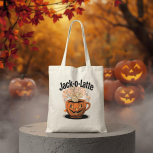Jack-o-Latte Funny Halloween Coffee Pun Tote Bag