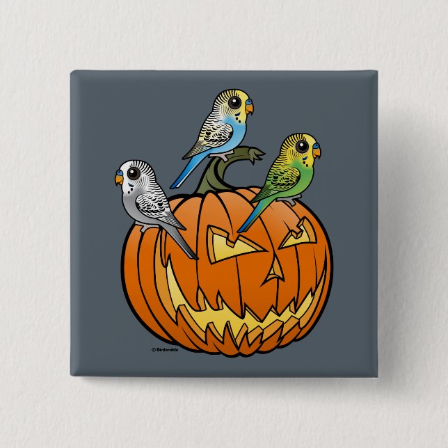 Jack O'Budgies 2 Inch Square Button (Front)
