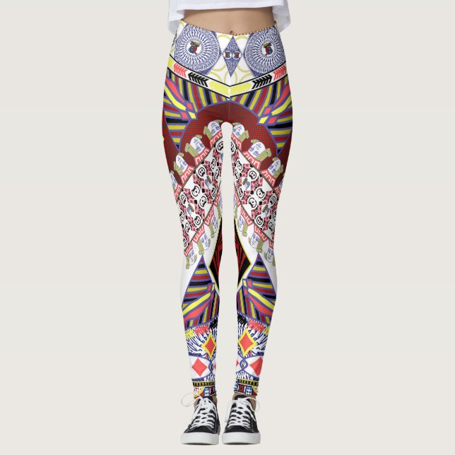 Jack of Spades King Queen Playing Cards Abstract Leggings (Front)