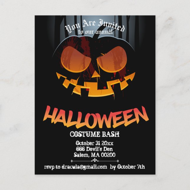 Jack O'Halloween Invitation Carte postale (Devant)